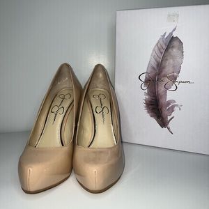 Women’s Jessica Simpson Parisah Platform Plump Sand Dune Patent 8 M